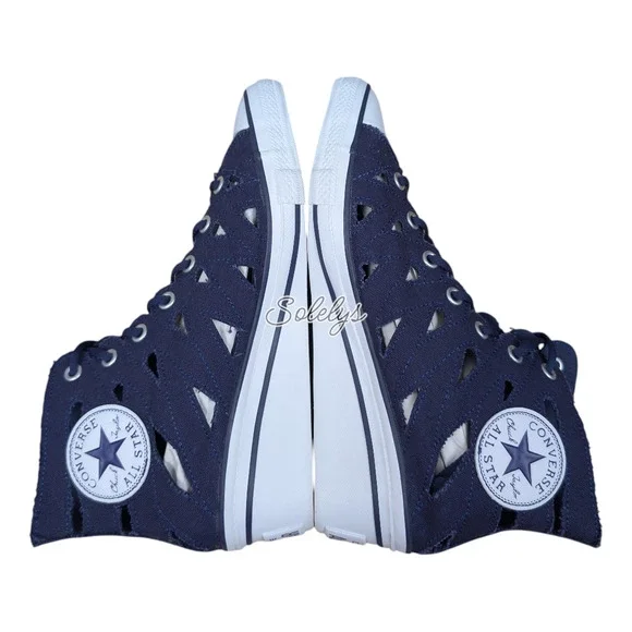 Converse 2014 RARE Hi-Ness Cutout Canvas Wedge Blue White Sneaker Womens 7